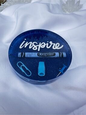 Darker blue inspire resin coaster